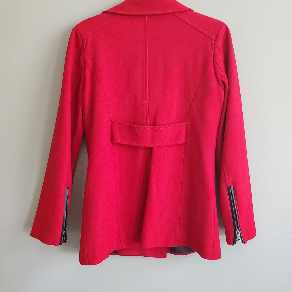 Black Rivet Women's Wool‎ Blend Button Up Peacoat in Red Size S - Picture 7 of 7
